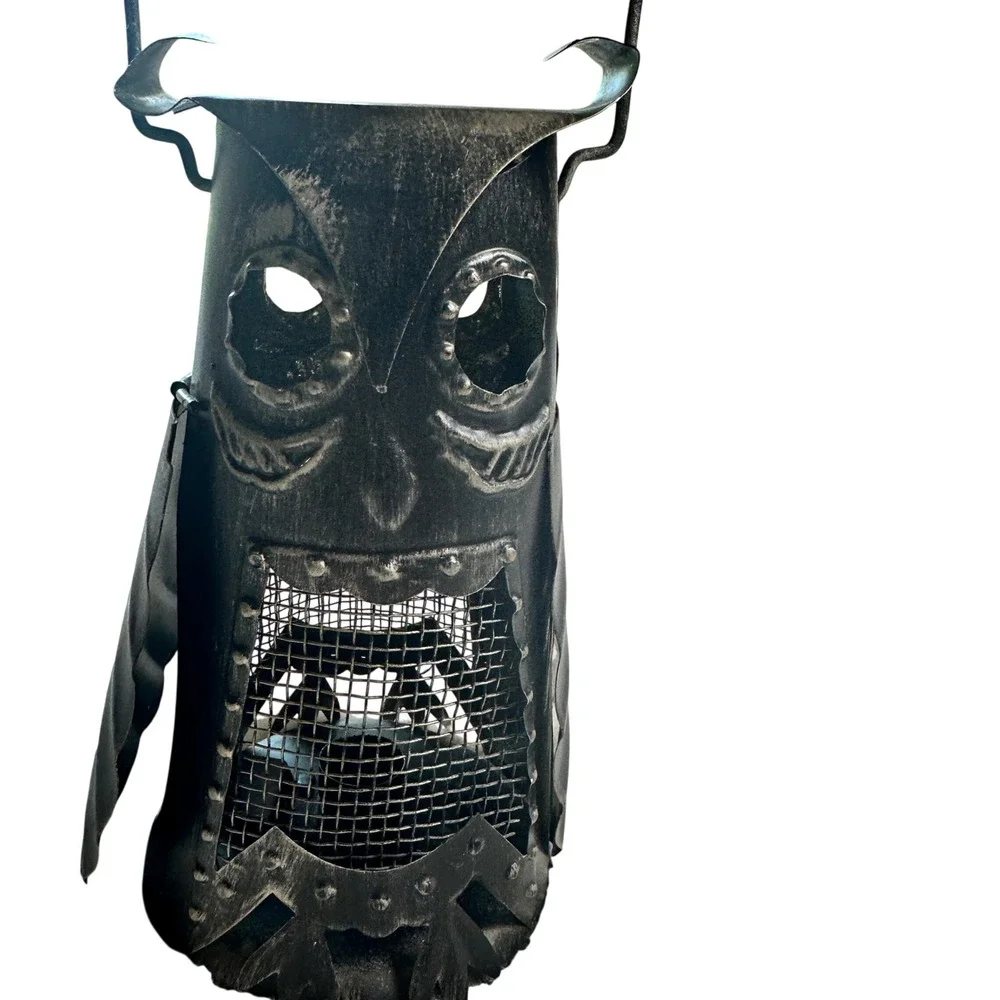 VTG Pier 1 Lantern Unisex OS Black Owl Metal Votive Candle Holder VTG Retro